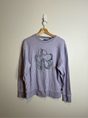 Ted Baker Lavender carick Crewneck Sweater Embroidered Flower size 3 medium
